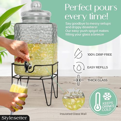 Glass Beverage Drink Dispenser w/Metal Stand, 1.5 Gallon, alternate view 7