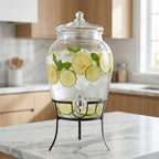 Glass Beverage Drink Dispenser with Metal Rack Stand, 2.64 Gal, alternate view 2