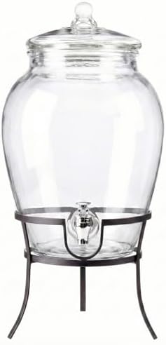 Glass Beverage Drink Dispenser with Metal Rack Stand, 2.64 Gal, alternate view 3
