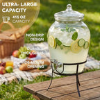 Glass Beverage Drink Dispenser with Metal Rack Stand, 2.64 Gal, alternate view 5
