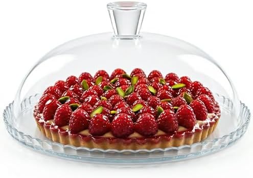 Glass Cake Plate with Dome, Clear Glass Cake Plate, Multifunctional Serving Plate, Elegant Dessert Display for