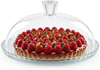 Glass Cake Plate with Dome, Clear Glass Cake Plate, Multifunctional Serving Plate, Elegant Dessert Display for