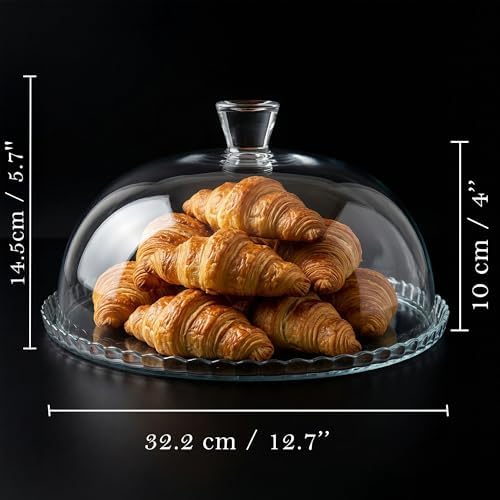 Glass Cake Plate with Dome, Clear Glass Cake Plate, Multifunctional Serving Plate, Elegant Dessert Display for, alternate