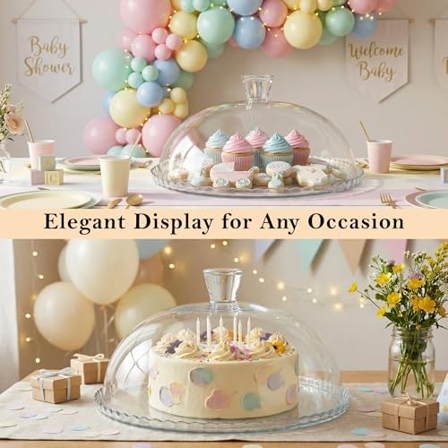Glass Cake Plate with Dome, Clear Glass Cake Plate, Multifunctional Serving Plate, Elegant Dessert Display for, alternate
