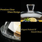 Glass Cake Plate with Dome, Clear Glass Cake Plate, Multifunctional Serving Plate, Elegant Dessert Display for, alternate