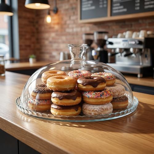 Glass Cake Plate with Dome, Clear Glass Cake Plate, Multifunctional Serving Plate, Elegant Dessert Display for, alternate