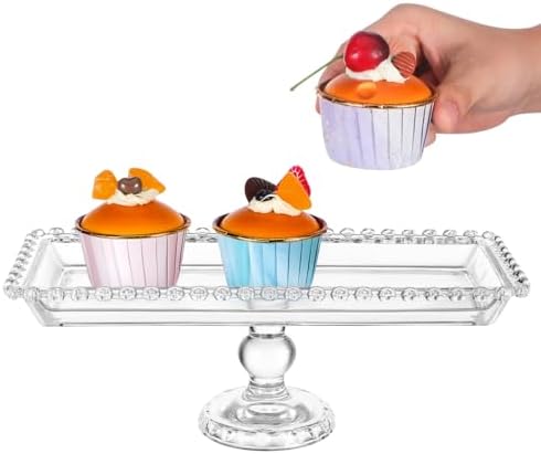 Glass Cake Stand Dessert Tray Candy Cake Serving Plate 11.7inch Serving Platter Footed Buffet for Wedding