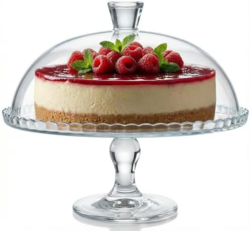 Glass Cake Stand with Dome, Clear Glass Cake Plate, Multifunctional Serving Stand, Elegant Dessert Display for