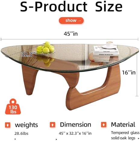 Glass Coffee Table, Mid Century Modern Coffee Table, Coffee Table for Living Room Center Table Suitable for, alternate view 2