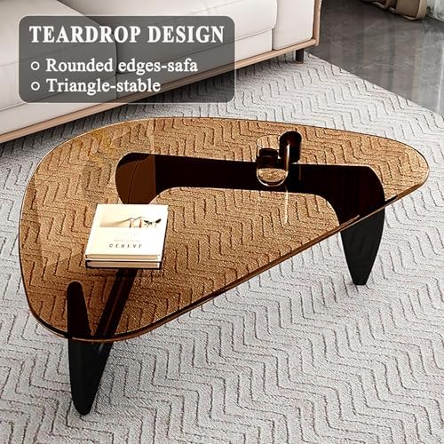 Glass Coffee Table, Mid Century Modern Coffee Table, Coffee Table for Living Room Center Table Suitable for, alternate view 4