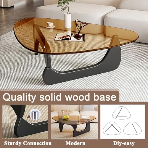 Glass Coffee Table, Mid Century Modern Coffee Table, Coffee Table for Living Room Center Table Suitable for, alternate view 5