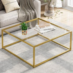Glass Coffee Table, Small Square Coffee Table for Living Room, Simple Modern Center Tables for Small Spaces