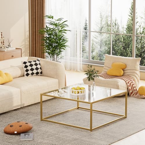 Glass Coffee Table, Small Square Coffee Table for Living Room, Simple Modern Center Tables for Small Spaces, alternate view 3