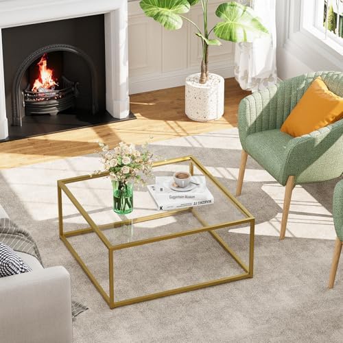 Glass Coffee Table, Small Square Coffee Table for Living Room, Simple Modern Center Tables for Small Spaces, alternate view 6