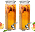 Glass Drink Dispenser, with Leak-Proof Stainless Steel Spigot, Clear Rectangular Mason Jar, Beverage Storage for