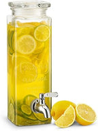 Glass Drink Dispenser, with Leak-Proof Stainless Steel Spigot, Clear Rectangular Mason Jar, Beverage Storage for, alternate