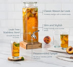 Glass Drink Dispenser, with Leak-Proof Stainless Steel Spigot, Clear Rectangular Mason Jar, Beverage Storage for, alternate