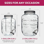 Glass Drink Dispenser with Stand & Stainless Steel Spigot - 1 Gallon drink dispensers for parties, glass, alternate view 3
