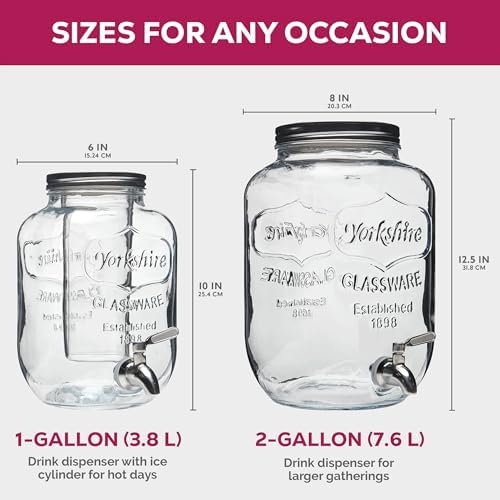 Glass Drink Dispenser with Stand & Stainless Steel Spigot - 1 Gallon drink dispensers for parties, glass, alternate view 3