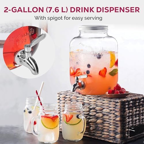 Glass Drink Dispenser with Stand & Stainless Steel Spigot - 1 Gallon drink dispensers for parties, glass, alternate view 4