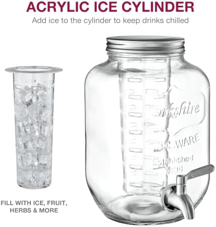Glass Drink Dispenser with Stand, Steel Spigot, 1 Gallon, 2-Pack, alternate view 5
