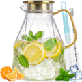 Glass Pitcher, 2.2 Liter Water Pitcher With Lid in Transparent