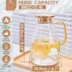 Glass Pitcher, 2.4Liter Water Pitcher With Lid in Transparent, alternate view 2
