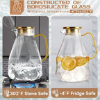 Glass Pitcher, 2.4Liter Water Pitcher With Lid in Transparent, alternate view 3
