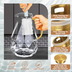 Glass Pitcher, 2.4Liter Water Pitcher With Lid in Transparent, alternate view 4