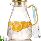 Glass Pitcher, 74.4 oz Water Pitcher With Lid in Transparent