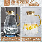 Glass Pitcher, 74.4 oz Water Pitcher With Lid in Transparent, alternate view 4