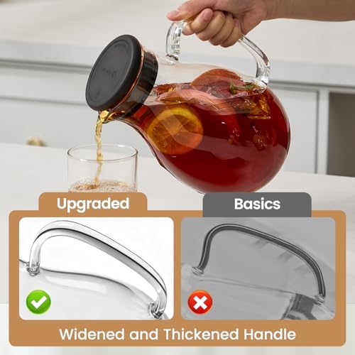 Glass Pitcher with Lid, 68oz Borosilicate Water Jug in Black, alternate view 2