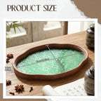 Glass Serving Tray with the Crabapple Pattern and Walnut Rectangular Serving Platter, Vintage Floral Edge, alternate view 2