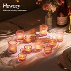 Glass Tealight Candle Holder: 24 PCS Pink Votive Candle Holders Bulk in Pink, alternate view 2