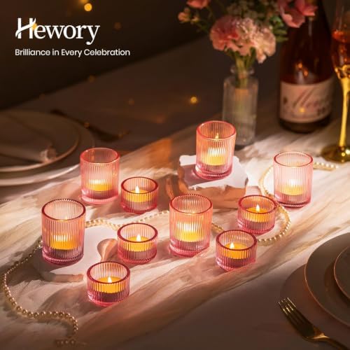 Glass Tealight Candle Holder: 24 PCS Pink Votive Candle Holders Bulk in Pink, alternate view 2