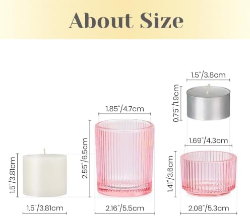 Glass Tealight Candle Holder: 24 PCS Pink Votive Candle Holders Bulk in Pink, alternate view 3