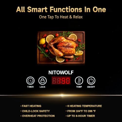 Glass Top Warming Tray, Electric Food Warmers for Parties Buffet, alternate view 6