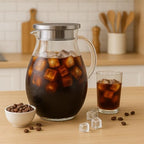 Glass Water Pitcher with Lid, 67oz / 2L Heat-Resistant Jug for Iced Tea, Juice, Coffee, and Daily Use in Clear, alternate
