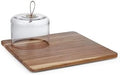 Glenwood Square Serve Board Tray with Glass Cloche Dome, 14 inch
