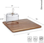 Glenwood Square Serve Board Tray with Glass Cloche Dome, 14 inch, alternate view 2