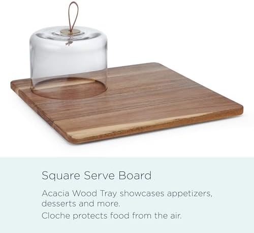 Glenwood Square Serve Board Tray with Glass Cloche Dome, 14 inch, alternate view 3