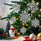 Glitter Christmas Silver Plastic Snowflake Ornaments for Winter Holiday, alternate view 2