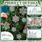 Glitter Christmas Silver Plastic Snowflake Ornaments for Winter Holiday, alternate view 4