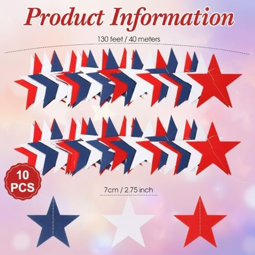 Glitter Star Garland Banner 2026 Graduation Decor 130 Feet Star Hanging Banner Twinkle Backdrop for Party, alternate view 3