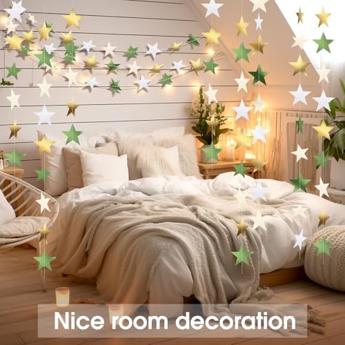 Glitter Star Garland Banner 2026 Party Decor 130 Feet Star Hanging Banner Twinkle Backdrop for Graduation, alternate view 5