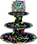 Glow in Dark Cupcake Stand Neon Birthday Party Decorations 3 Tiered Dessert Cake Table Displays Glow in Dark