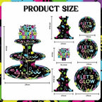 Glow in Dark Cupcake Stand Neon Birthday Party Decorations 3 Tiered Dessert Cake Table Displays Glow in Dark, alternate view