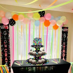 Glow in Dark Cupcake Stand Neon Birthday Party Decorations 3 Tiered Dessert Cake Table Displays Glow in Dark, alternate view