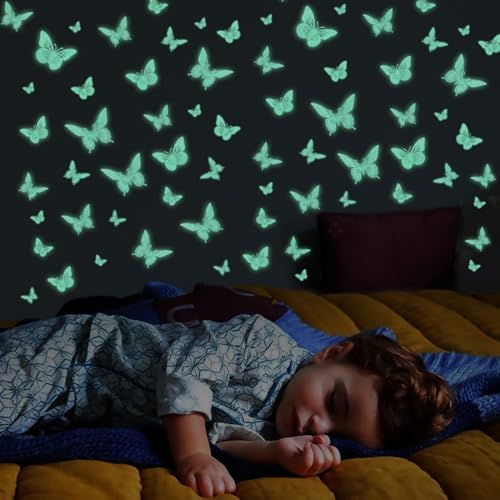 Glow in The Dark 3D Butterfly 24 Pcs 3 Sizes, Luminous Butterfly Stickers for Ceiling or Wall, Glow in The Dark, alternate