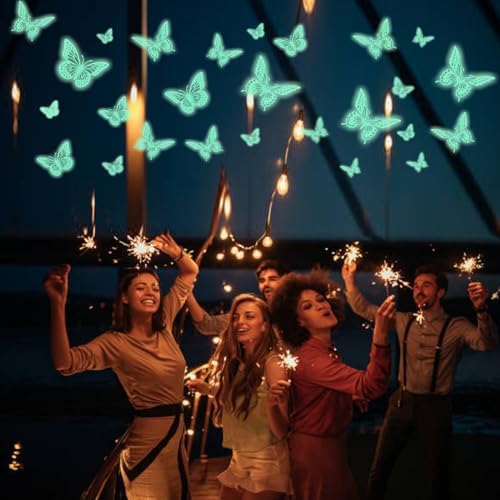 Glow in The Dark 3D Butterfly 24 Pcs 3 Sizes, Luminous Butterfly Stickers for Ceiling or Wall, Glow in The Dark, alternate